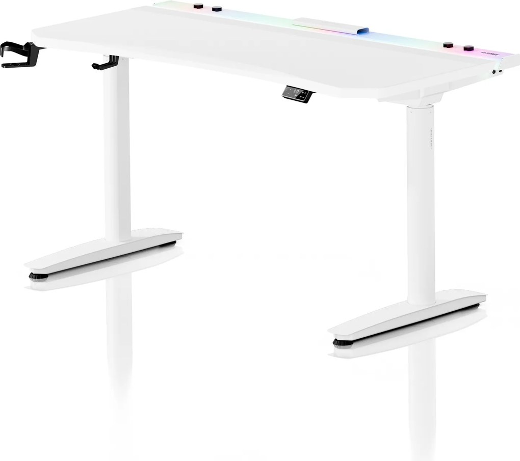 Elektrický herný stôl RGB s držiakmi, biely, 140 cm: Diablo X-Forge 1400