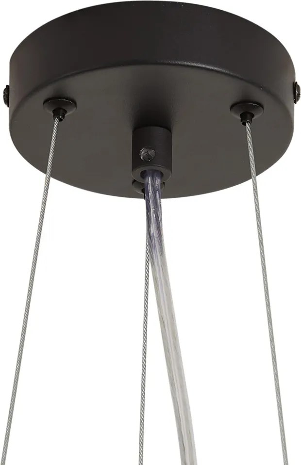 Závesná lampa Japandi čierna s béžovými kvetmi a bielym sklom - Flower Power