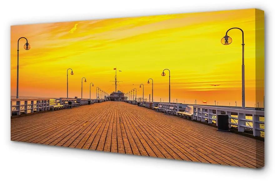 Obraz na plátne Gdańsk Pier sea sunset 100x50 cm