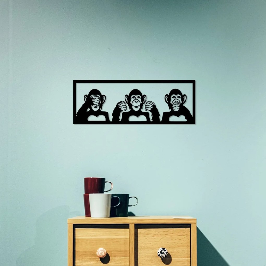 Nástěnná dekorace Three Monkeys černá - S