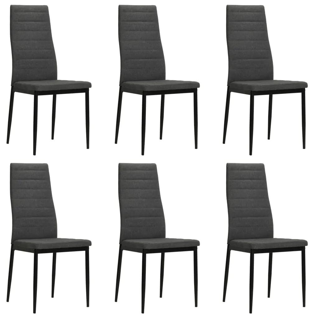 vidaXL Jedálenské stoličky 6 ks, tmavosivé, látka