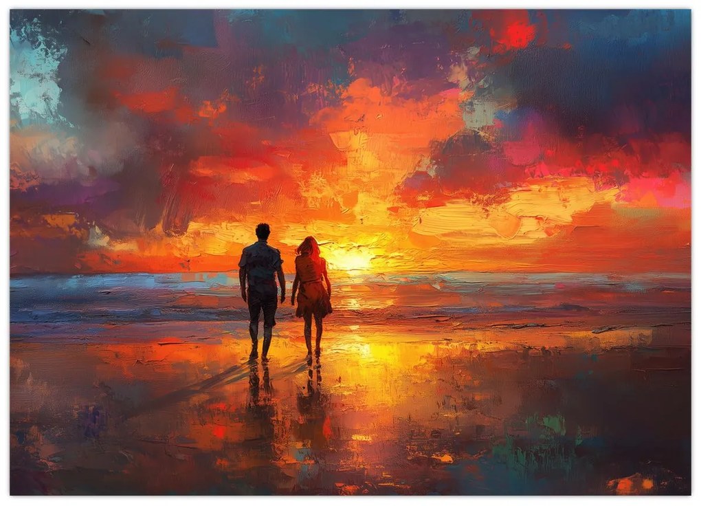 Obraz - Prechádzka na pláži (70x50 cm)