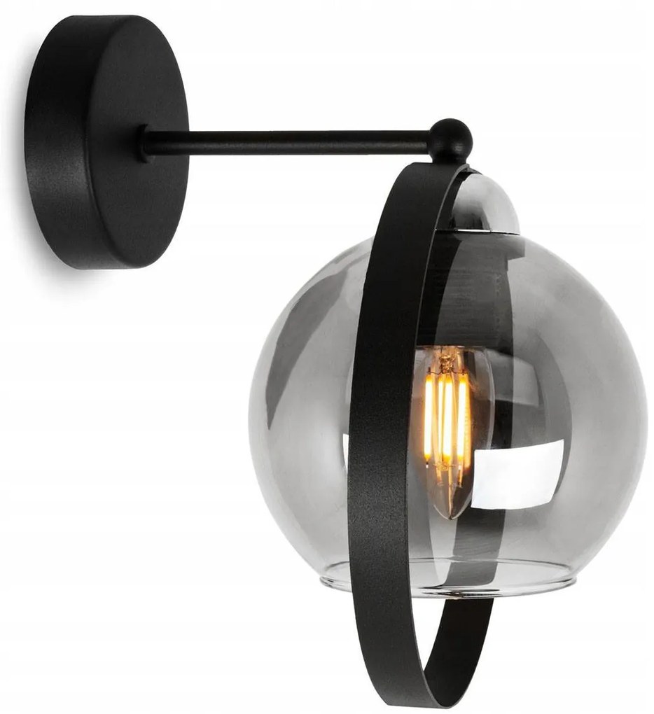 Nástenné svietidlo Haga Ring 1, 1x grafitové sklenené tienidlo (výber z 3 farieb uchytenia)