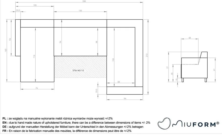 Sivá rozkladacia/s úložným priestorom rohová pohovka (pravý roh/do tvaru "U") Classy Sophie – Miuform