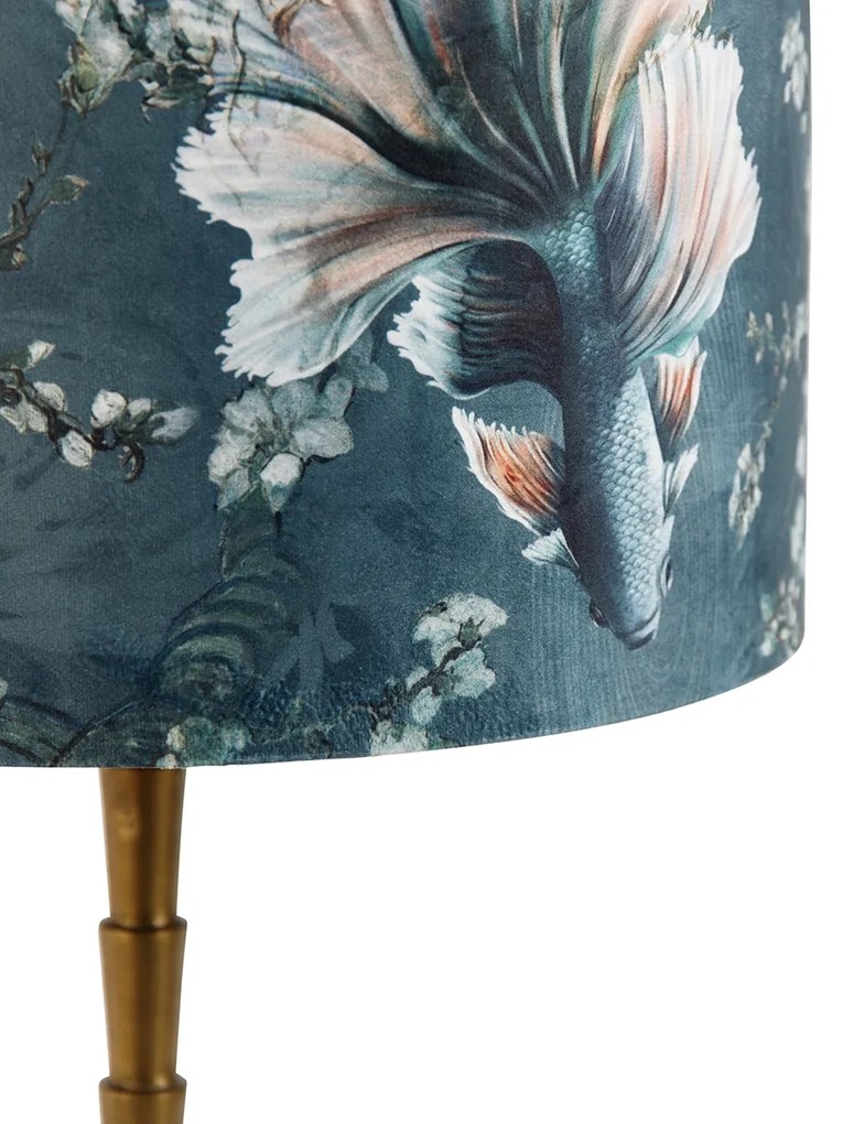 Stolová lampa bronzová s plyšovým tienidlom Ryba 35 cm - Pisos