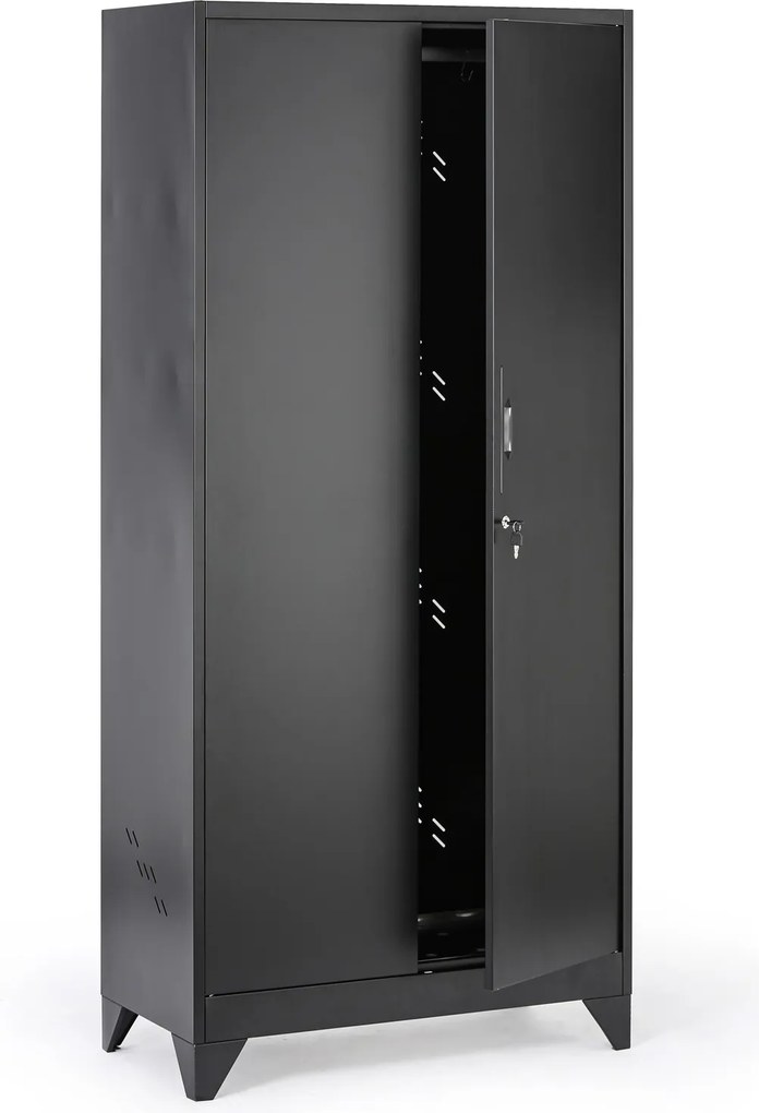 Kovová viacúčelová skriňa, 1930 x 860 x 420 mm, čierna