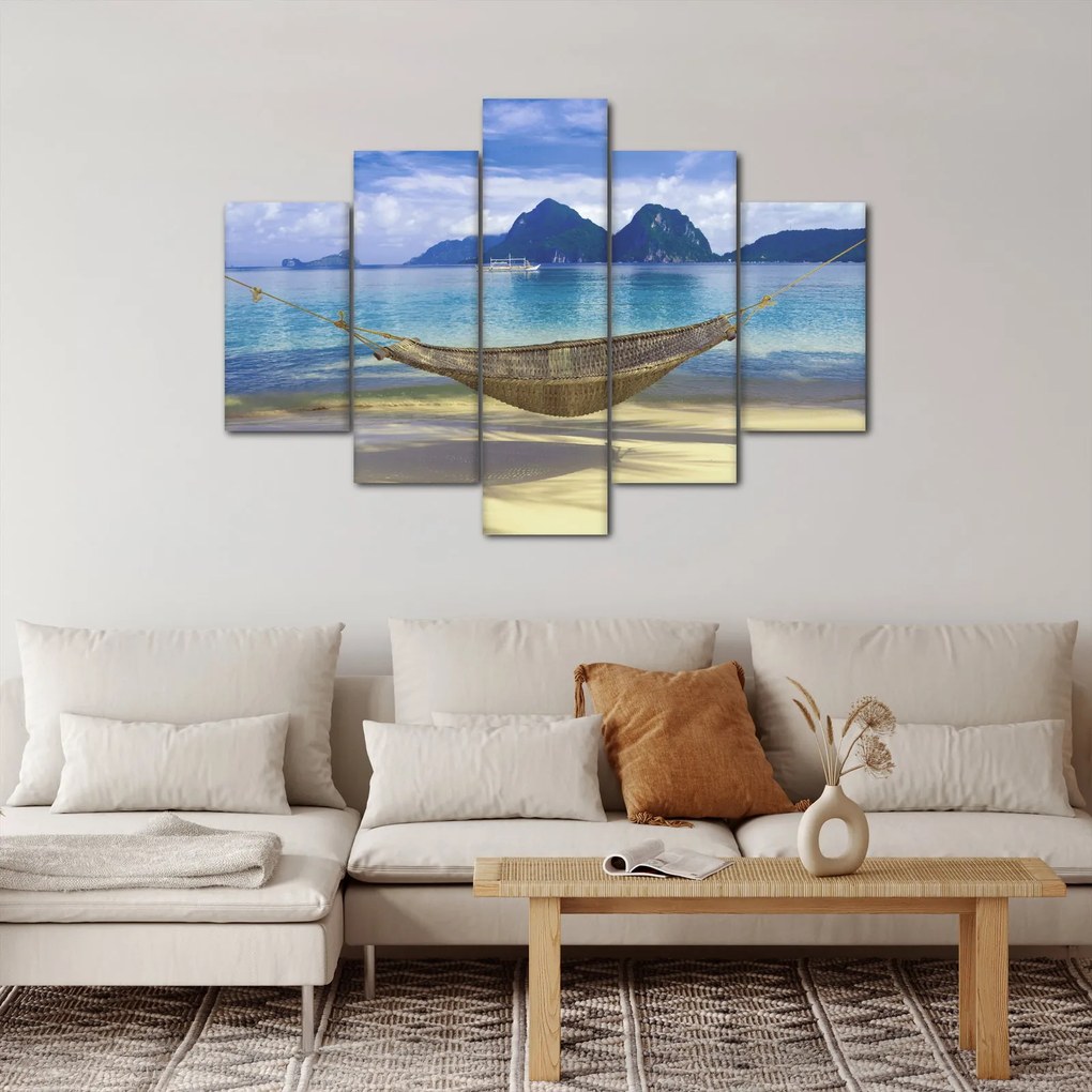 Obraz - Obraz hojdacej siete na pláži 2 (150x105 cm)