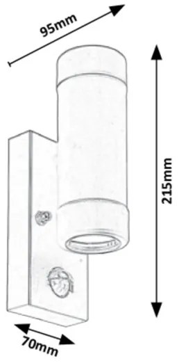 Rabalux 8835 - Vonkajšie nástenné svietidlo s pohybovým senzorom MEDINA 2xGU10/10W/230V