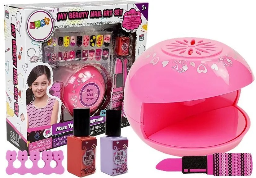 LEAN Toys Sada na maľovanie nechtov lak sušička nálepky rôzne vzory