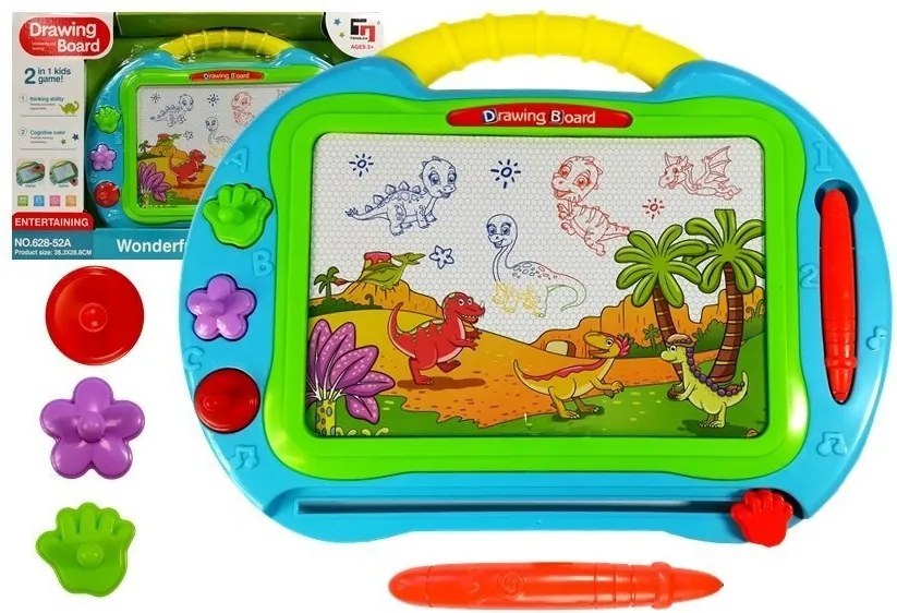 LEAN Toys Magnetická tabuľa na kreslenie 3 pečiatky Pero Stylus