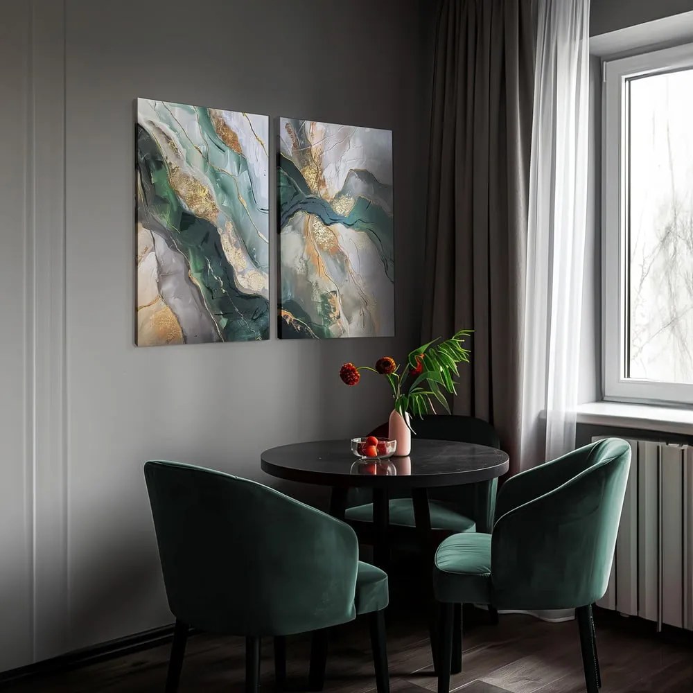 Obrazy s ručne maľovanými prvkami v súprave 2 ks 50x70 cm Aventurine – Styler