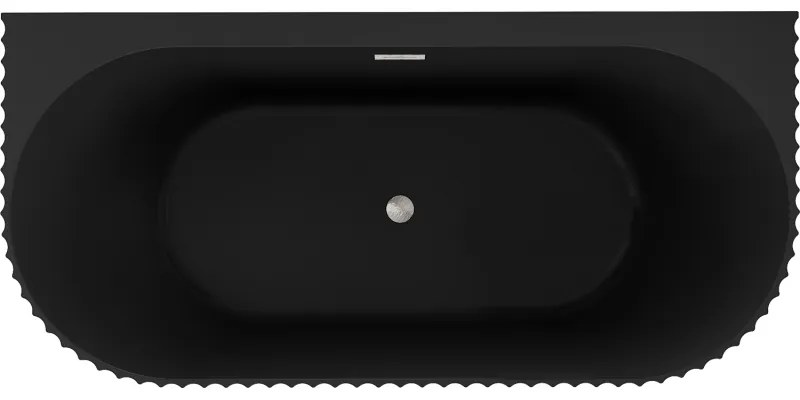 Mexen Sella, voľne stojaca vaňa ku stene, drážkovaná, 170 x 80 cm, čierna matná, brúsená oceľ, 52711708071-97