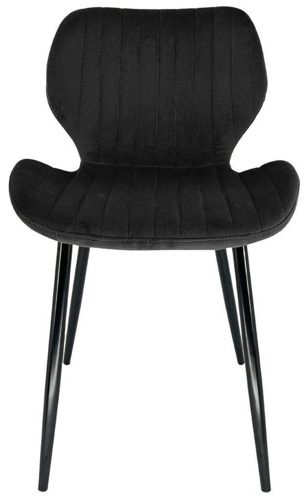 Sametová čalouněná prošívaná židle Apas černá
