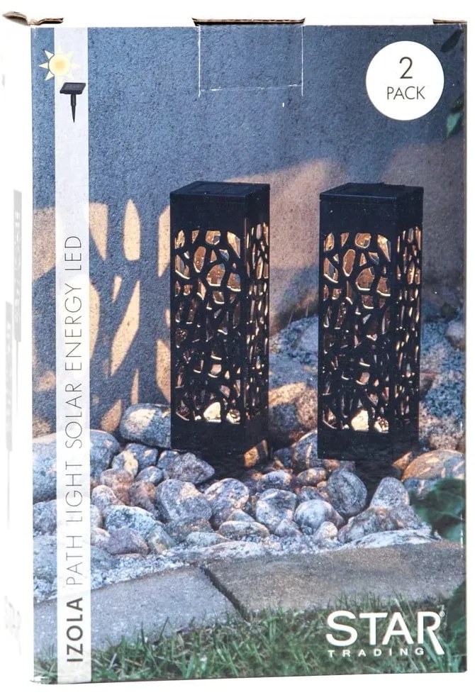 Súprava 2 vonkajších solárnych LED svietidiel Star Trading Izola, výška 18 cm