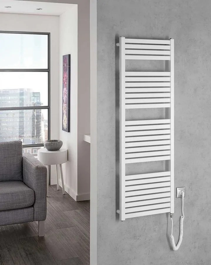 Aqualine Aqualine, TONDI-E elektrické vykurovacie teleso, rovné, 450x1330 mm, 500W, biela, DE470T
