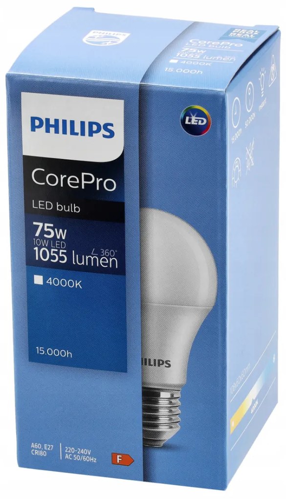 LED žiarovka Philips E27 - 10W - 1055 lm - neutrálna biela - CorePro Premium A60