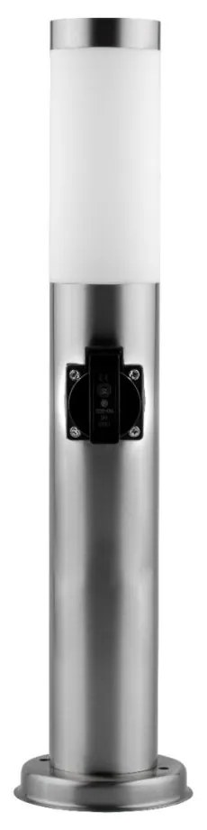 Vonkajšie záhradné svietidlo E27 INOX PIPE 65cm s 230V zásuvkou Lilium Lumiled