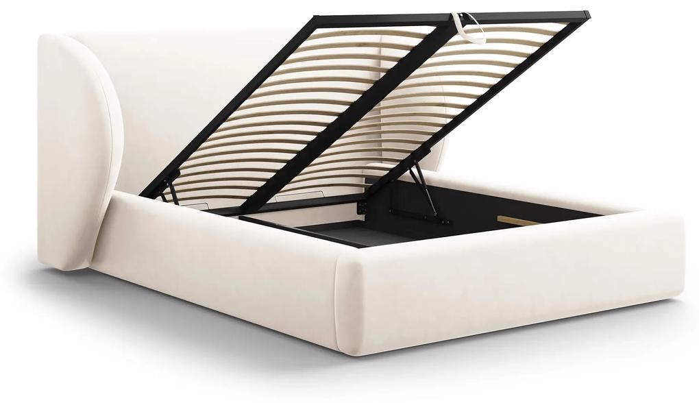 Čalúnená posteľ milany s úložným priestorom 140 x 200 cm zamat béžová MUZZA