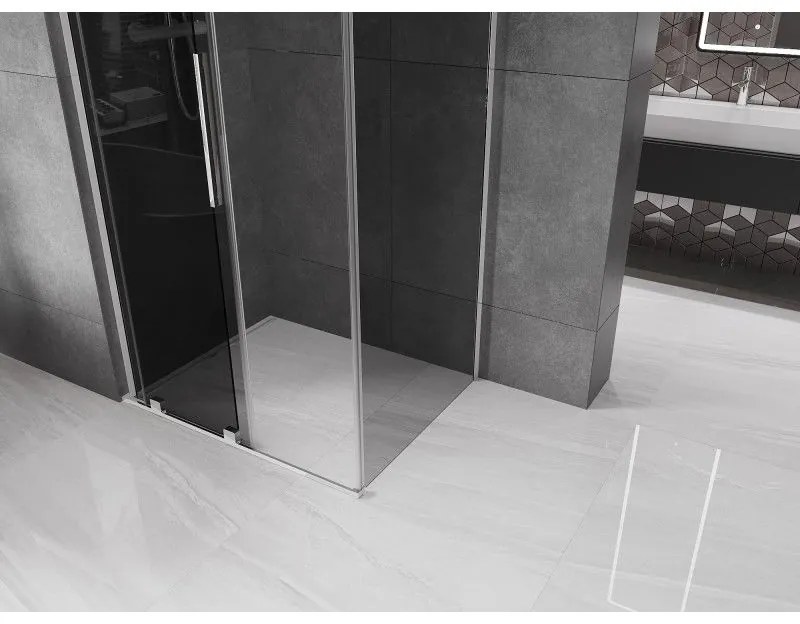 Mexen Velar L, sprchový kút s posuvnými dverami 90 x 80 cm, 8mm šedé sklo, chrómová, 871-090-080-43-01