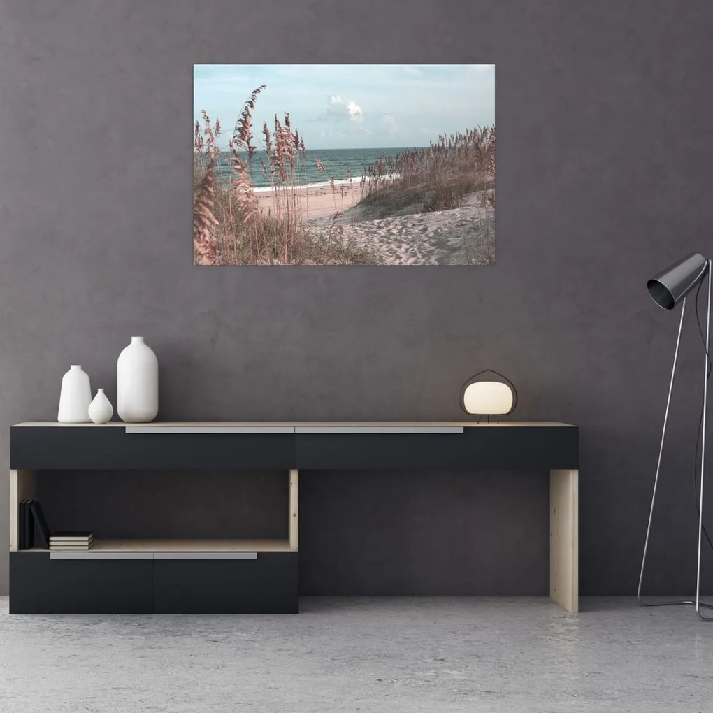 Obraz - Ružová pláž (90x60 cm)