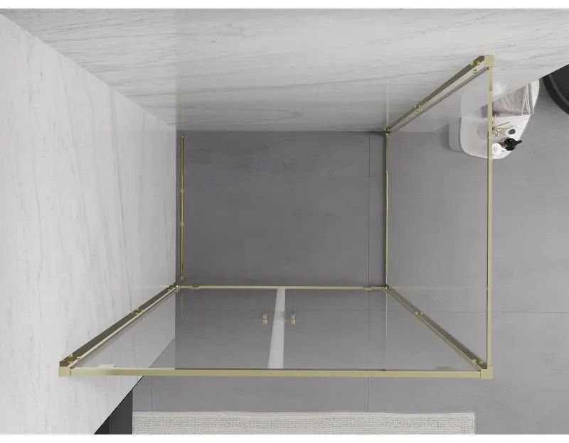 Mexen Exo, výklopný sprchový kút 90 x 75 cm, číre sklo, zlatá, 8182-090-075-50-00