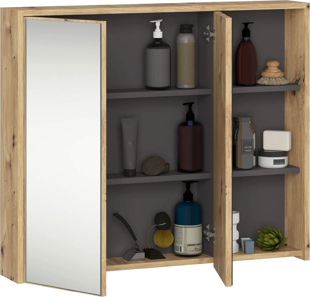 Závesná kúpeľňová skrinka so zrkadlom VAMI 90 cm - výber z 5 prevedení