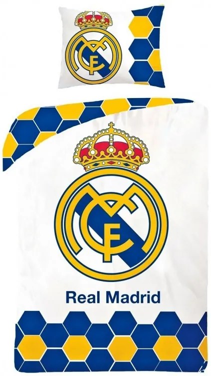 Setino - Bavlnené posteľné obliečky FC Real Madrid, 70 x 90 cm + 140 x 200 cm
