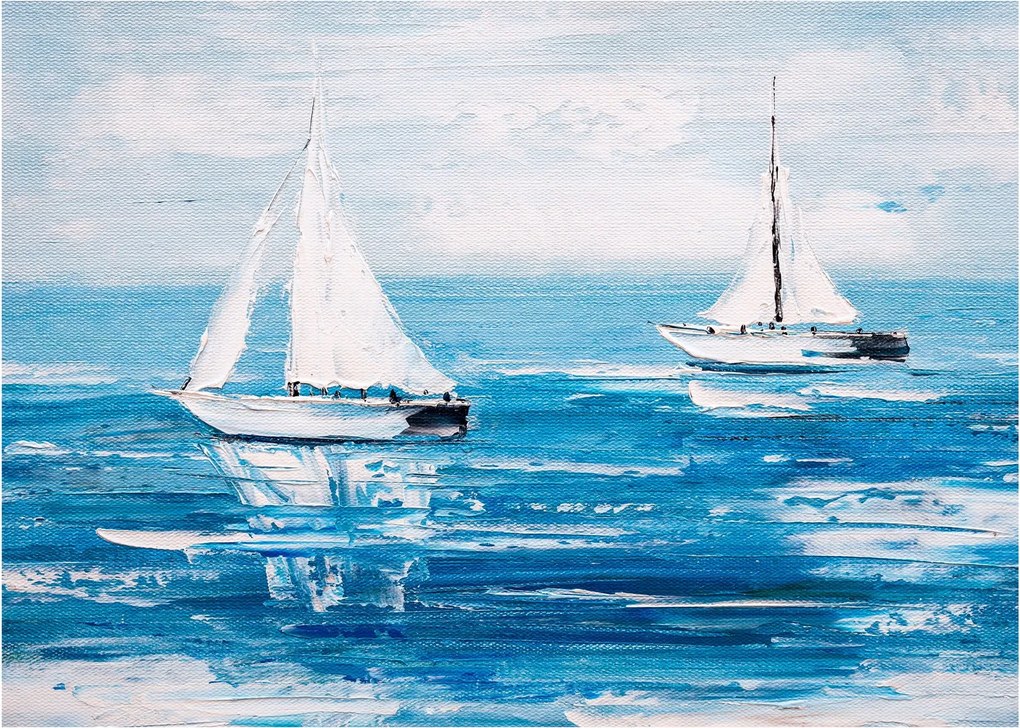 Obraz - Maľba jachty na mori (70x50 cm)