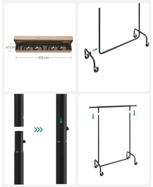 Mobilný stojanový vešiak LINEA čierny