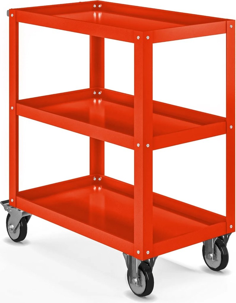 Dielenský vozík s policami na náradie HUGO, 700 x 816 x 400 mm, červený
