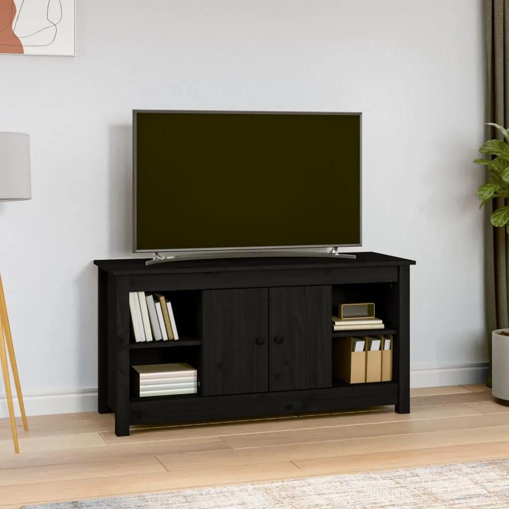 TV skrinka čierna 103x36,5x52 cm masívna borovica
