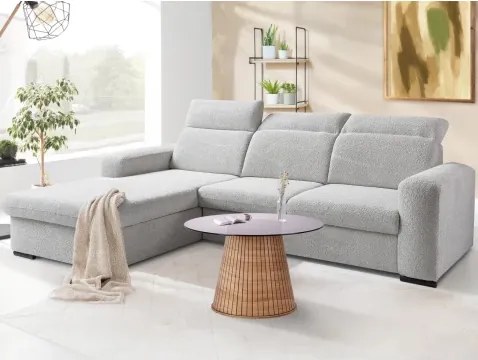 Rohová sedačka Dover, šedo-béžová štruktúrovaná látka, ľavý roh%