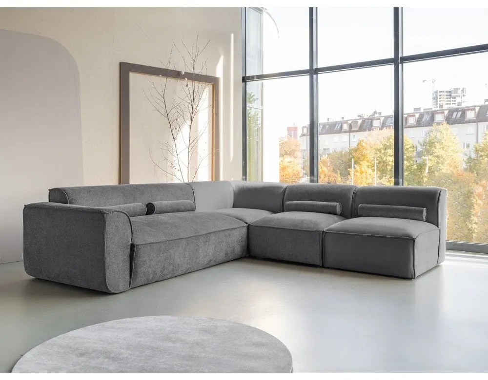 Sivá rohová pohovka (pravý roh) Flex Felix – Miuform