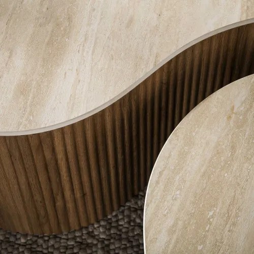 Konferenčný stôl 57-04T Ceramo 2-set 3D ceramik Travertine - Komfort-nábytok