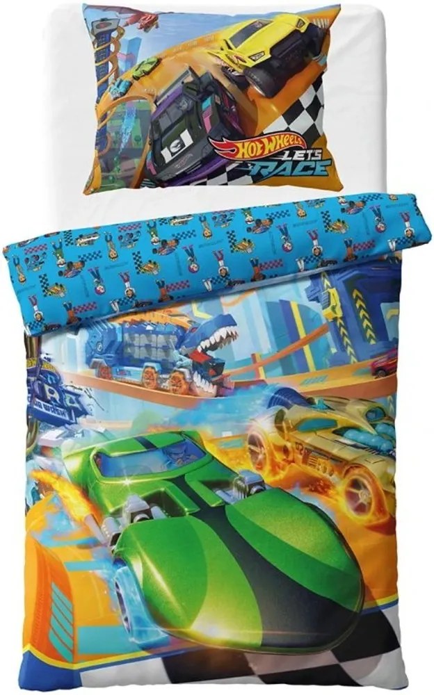 Bavlnené posteľné obliečky Hot Wheels – motív Let’s Race - 100% bavlna - 70x90 cm + 140x200 cm