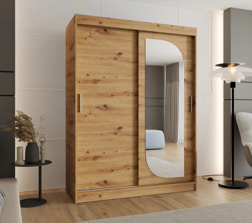 Šatníková skriňa 150 cm Lulu (dub artisan). Akcia -20%. Vlastná spoľahlivá doprava až k Vám domov. 1125973