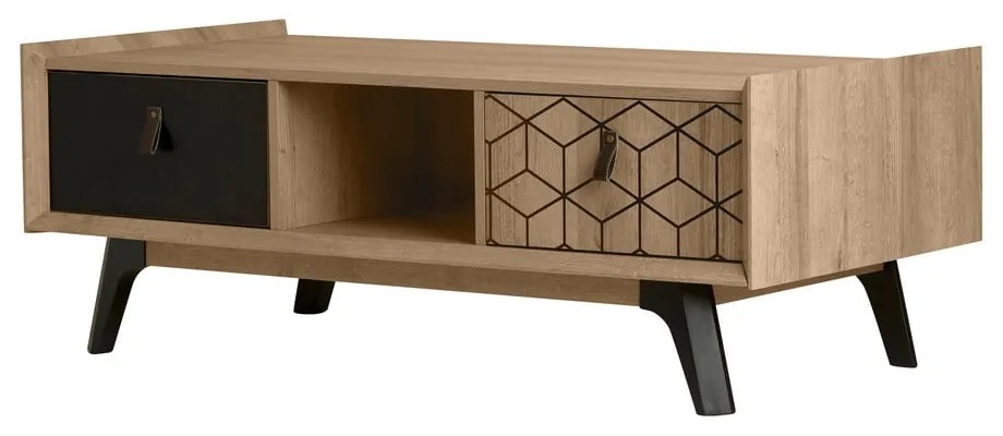 Konferenčný stolík v dekore dubového dreva s 2 zásuvkami Marckeric Ceilan