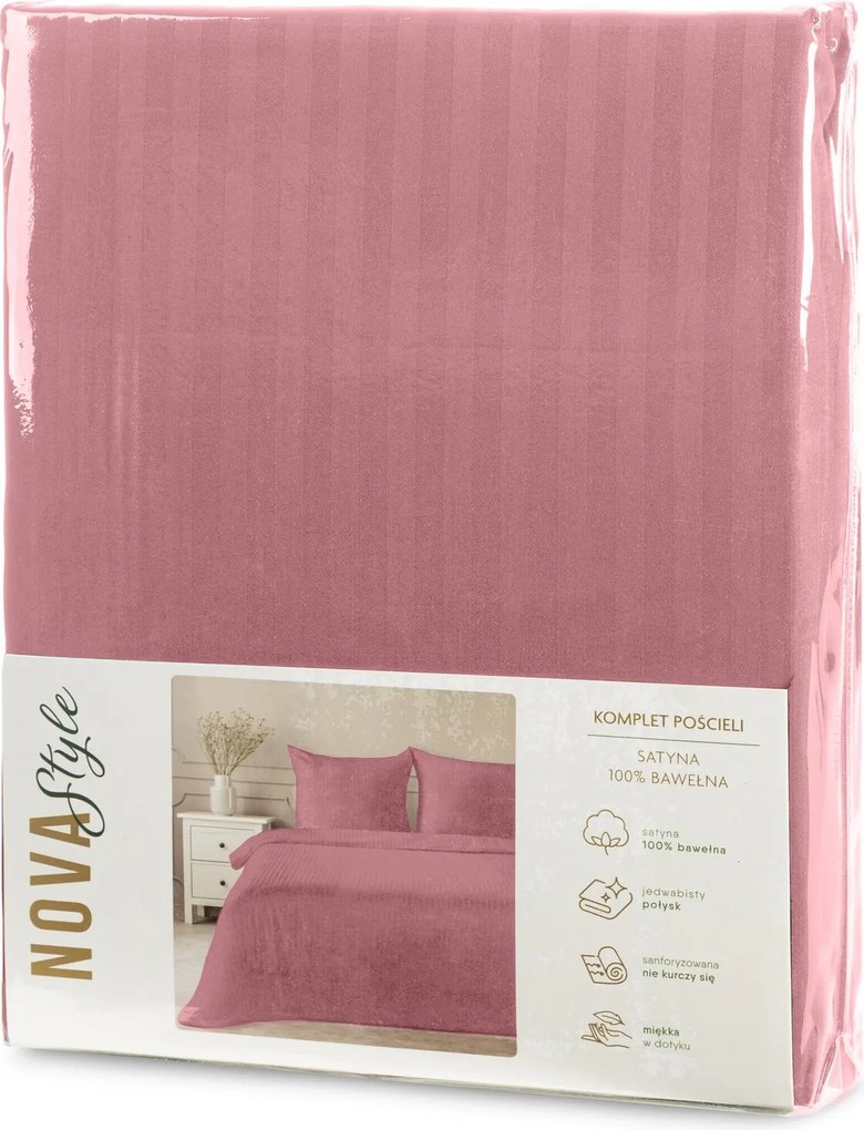 SATÉNOVÉ OBLIEČKY VERA 140X200 CM, 1 KS 70X80 CM PUDROVÉ