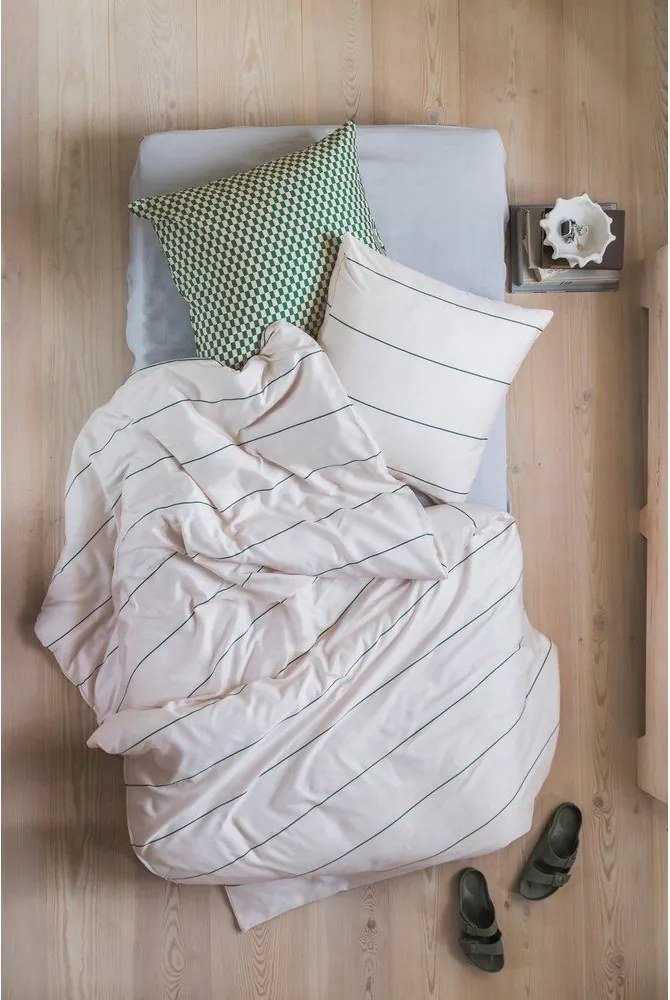 Béžové obliečky na jednolôžko z bavlneného saténu 140x200 cm Align – Mette Ditmer Denmark