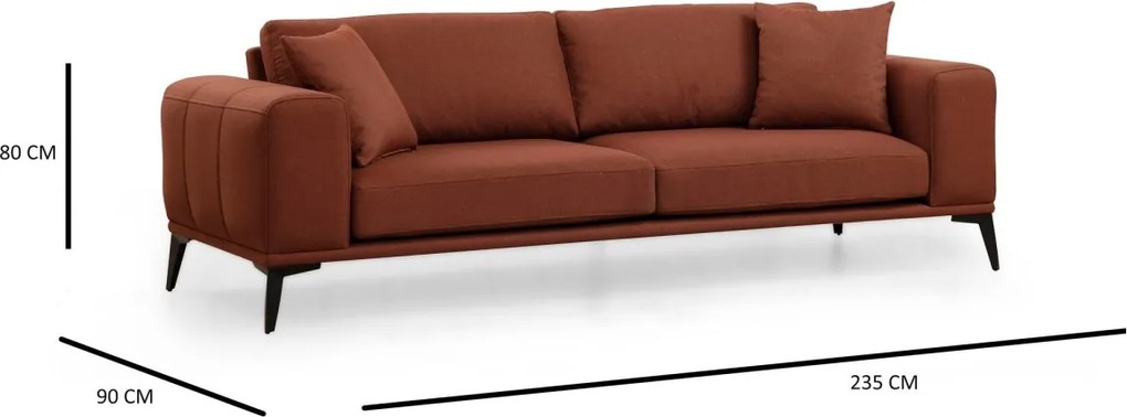 Trojmiestna pohovka Kenzo 235 cm tehlová