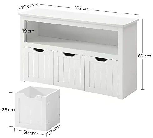 Skrinka na hračky so šuplíkmi s kolieskami 60x102x30cm