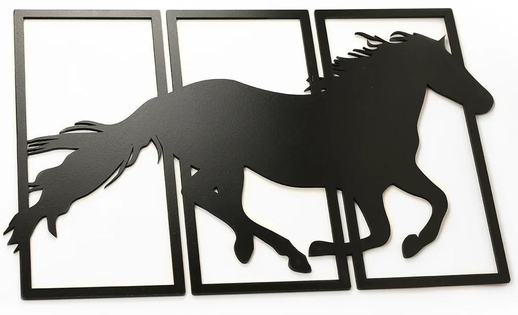 Veselá Stena Drevená nástenná dekorácia Klusajúci kôň čierny