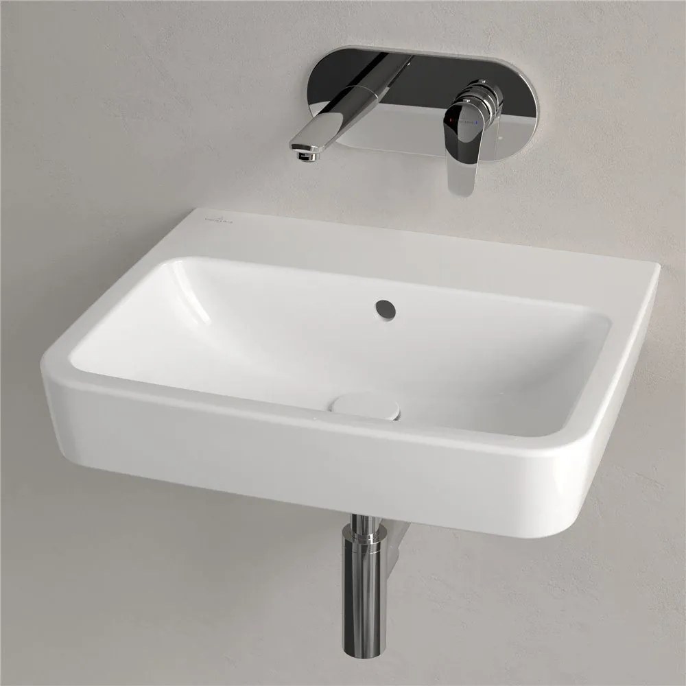 VILLEROY &amp; BOCH O.novo závesné umývadlo bez otvoru (zadná a spodná strana brúsená), s prepadom, 550 x 460 mm, biela alpská, s povrchom CeramicPlus, 4A41MLR1