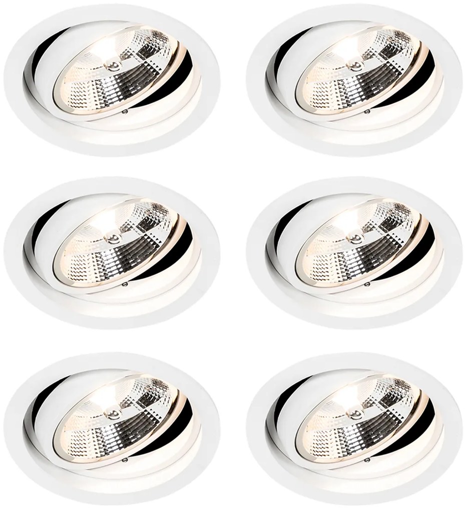 Sada 6 ks Moderné zapustené bodové biele nastaviteľné - skľučovadlo 111