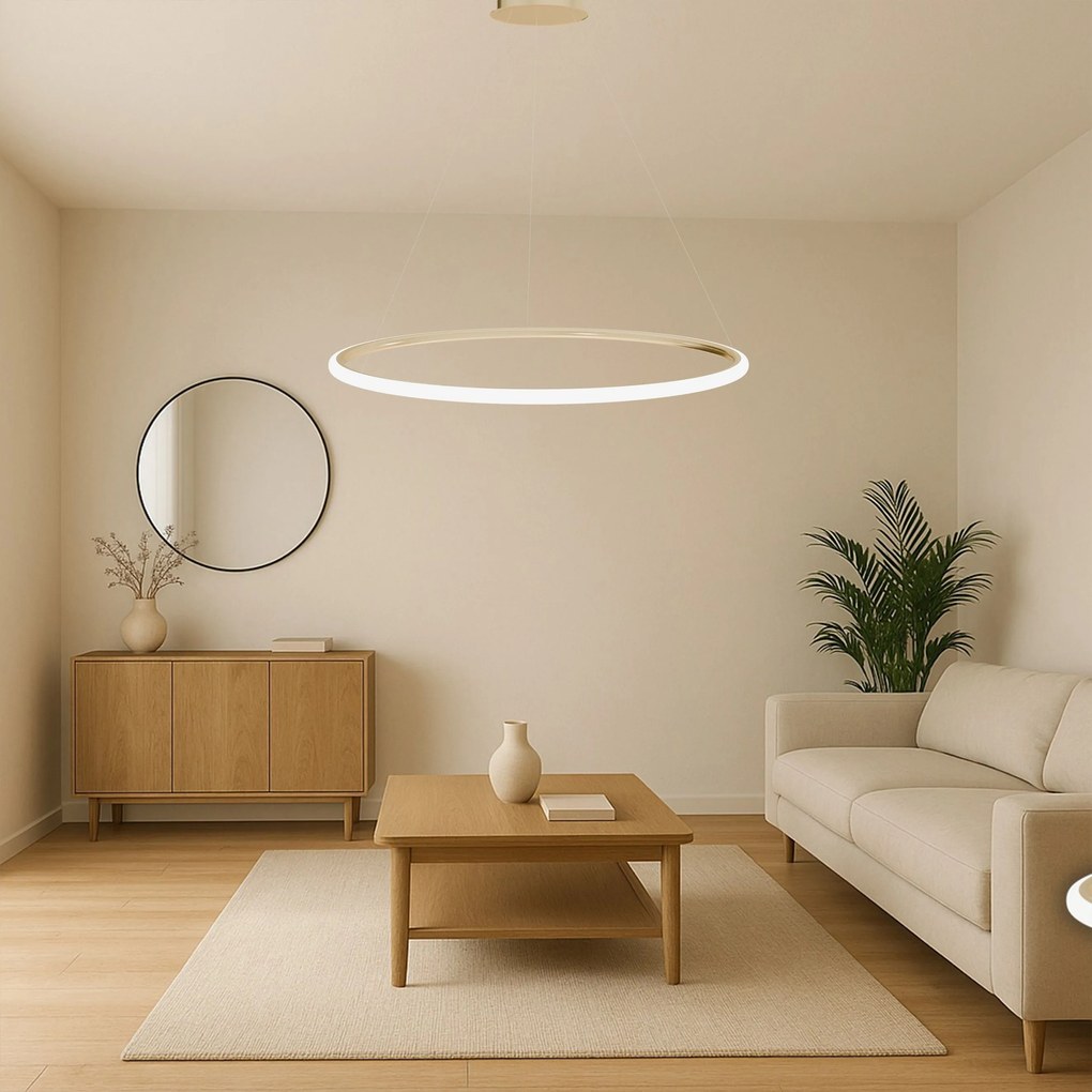 Toolight Toolight, LED závesné svietidlo 60cm, 37W, 3000K, LHJ002-CP, zlatá lesklá, OSW-60000
