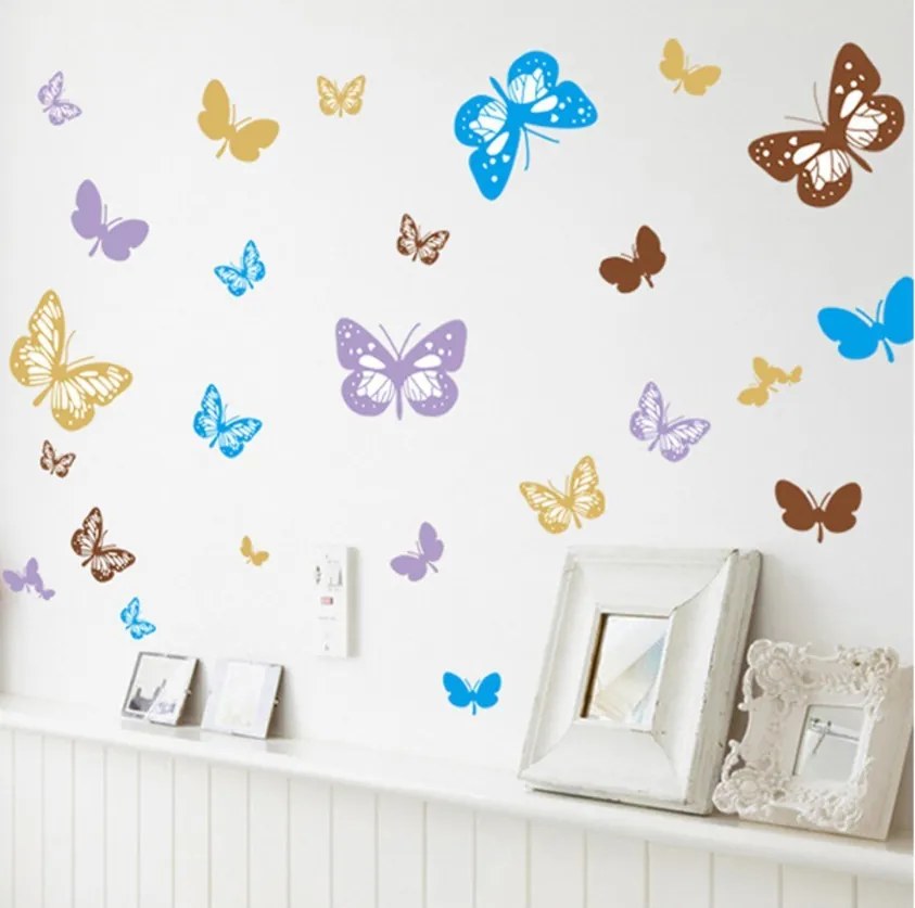Veselá Stena Samolepka na stenu na stenu Farebné motýliky