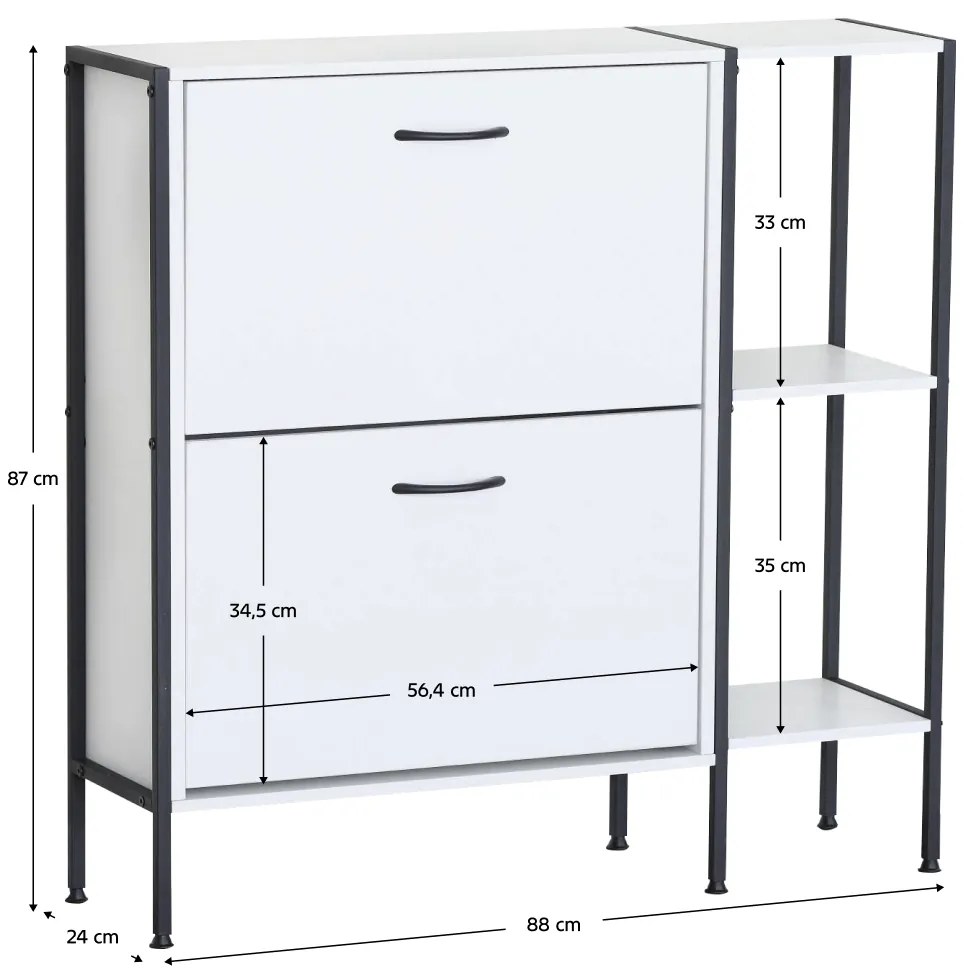 Botník SOVIO, 2 poschodia, biela