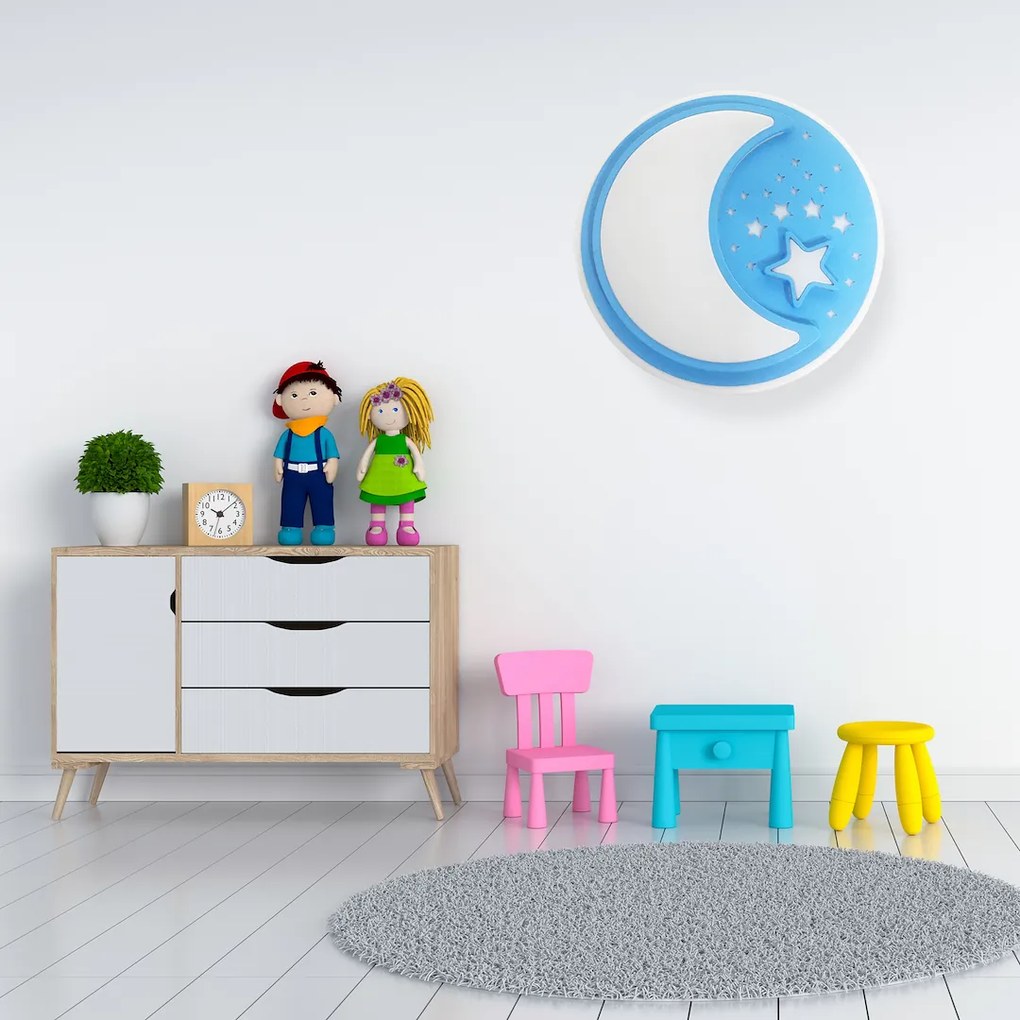 Detské stropné LED svietidlo Note, 1x LED 45w, 3000-6000k, bl, s ovládačom
