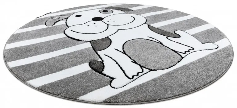 Dywany Łuszczów Detský kusový koberec Petit Puppy grey kruh - 160x160 (priemer) kruh cm