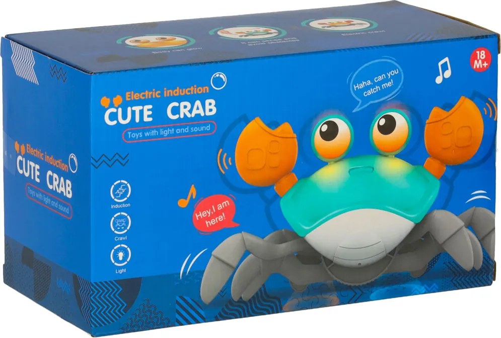 Interaktivní krab KIK se zvukem a senzorem, zelený, USB dobíjení, 3+